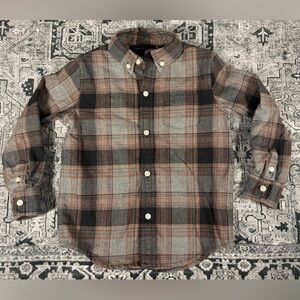 Janie and Jack Plaid Button-up Long Sleeve Shirt Boys Size 3 Neutral